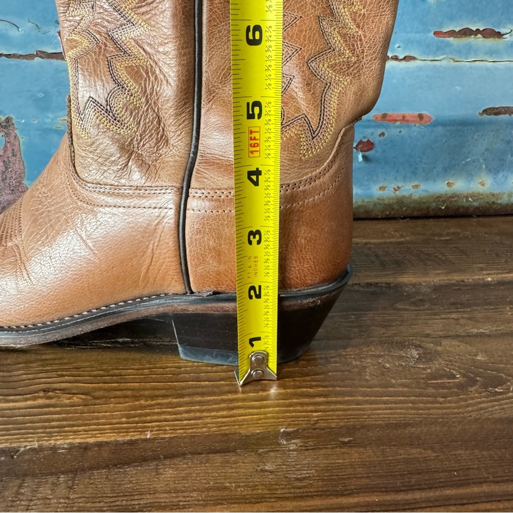 Old West Leather Western Boots | camel cognac brown | size 8.5 | snip toe - Picture 10 of 10